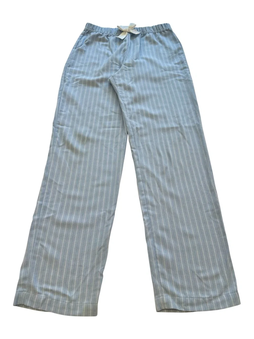 Abercrombie & Fitch Kids Pajama Set White Top Light Blue Striped Pants Girls